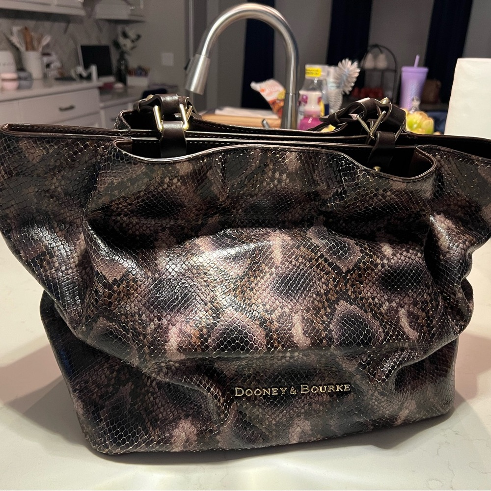Dooney & Bourke City Python Embossed Snakeskin Leather Handbag - Picture 3 of 14